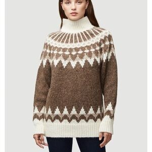 FRAME Women's Alpaca Fair Isle Mock Neck Sweater, M